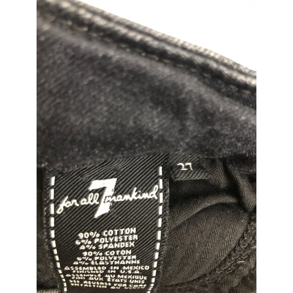 7 For All Mankind Womens 27x29 Black Denim Jeans Skinny Distressed Stretch - Picture 4 of 8